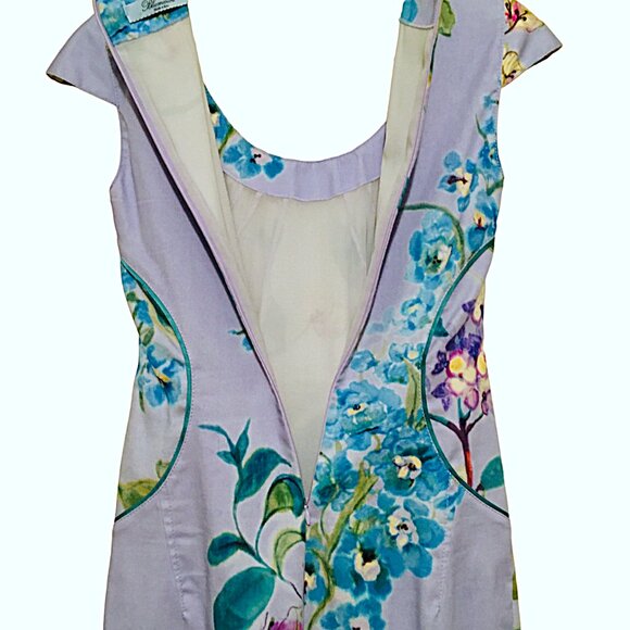 BluMarine Dress Italian Designer Floral Pleats Cotton Lined Women’s Size 42 US 6 - Picture 4 of 16